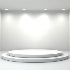 light room round podium and white background