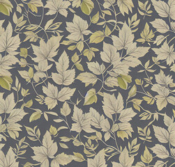 Fototapeta premium Background with leaves. Colorful illustration. Green floral pattern. Flyer, card design. Nature, vintage backdrop. Decoration wallpaper