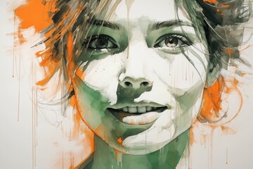 Painted face of a lady with orange spots
