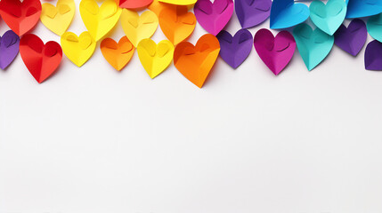 Celebrate Love and Diversity with Vibrant Rainbow Hearts: Perfect Concept for Valentine's Day, LGBT Pride Month - Isolated on White with Copy Space for Promotional Content! - obrazy, fototapety, plakaty
