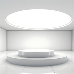 light room round podium and white background