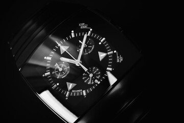Wrist watch clock face, macro studio shot