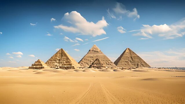 The Giza pyramid complex in Egypt with desert and sky background Generative AI 