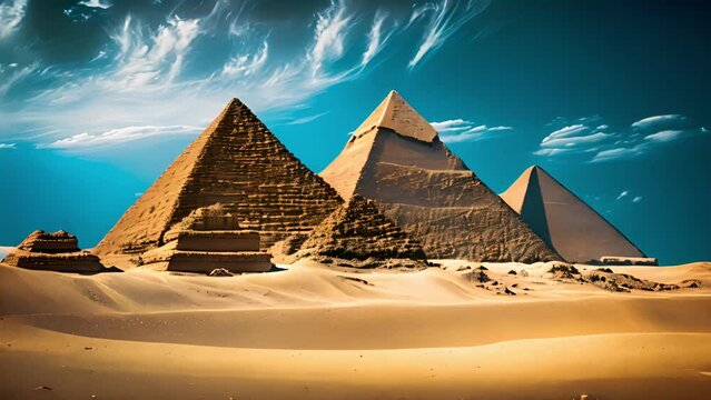 The Egyptian pyramid complex in Cairo Egypt with desert and sky background Generative AI 