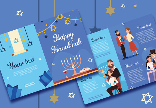 Happy Hanukkah brochure template
