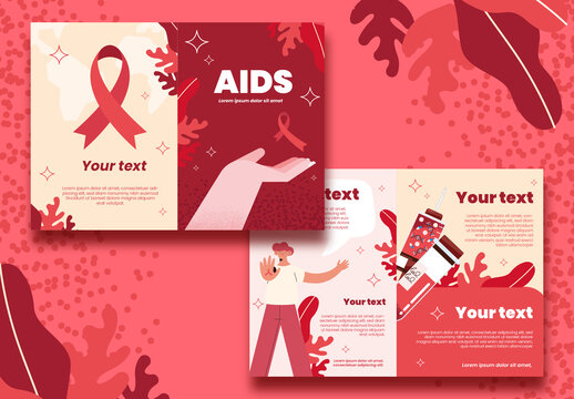 Red and Beige AIDS Awareness Brochure Modern Informative Design