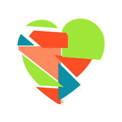 Happy Valentine's day. Greeting card with hearts. Heart made of abstract geometric pattern