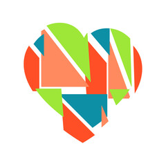 Happy Valentine's day. Greeting card with hearts. Heart made of abstract geometric pattern