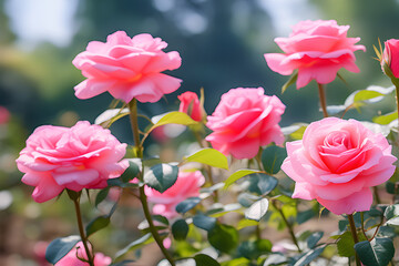 Obraz premium pink tulips in garden, Generative AI