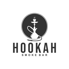 Hookah logo design, label, badge. Vintage shisha bar logo template