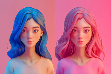 Human portrait game background style 3d stylish illustration