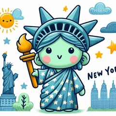 New york cartoon vector design,colorful illustration background,drawing art child painting,AI generated