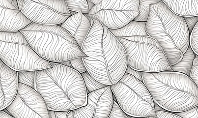 Mopnai tree leaf. line art. pattern. Generative Ai


