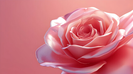 3d pink rose with pink blank space for advertisment,