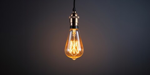 Contemporary pendant with old-fashioned bulb. - obrazy, fototapety, plakaty