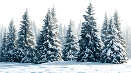 winter pine tree forest in the snow
