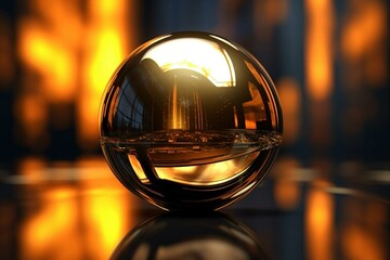 Shiny sphere on computer-generated background. Generative AI