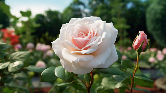 white  rose in garden high definition photographic creative image