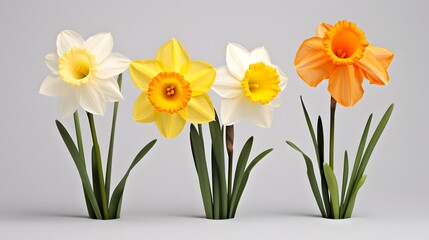 Naklejka na ściany i meble Narcissus, daffodil, jonquil isolated on white background 