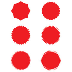 Bursting shape speech bubbles set. Starburst and sunburst cartoon shapes. Splash star icon set in flat style. Set of explosion background for a surprising and shocking moment with sample texts