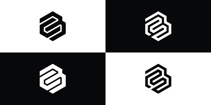 Vector logo design collection and variations of the initials C B in the form of a hexagonal cube.