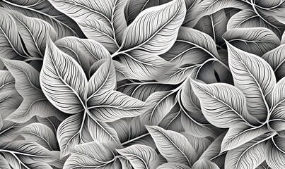 Mopnai tree leaf. line art. pattern. Generative Ai


