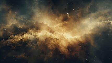 Golden Nebula Dust on a dark galaxy