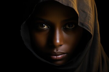 Naklejka premium Close up portrait of young muslim woman in burqa