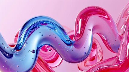 Abstract background in the form of blue, pink and crimson wave waves - obrazy, fototapety, plakaty