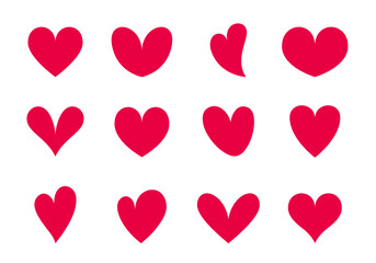 Heart icons set. Red heart vector symbols collection - obrazy, fototapety, plakaty