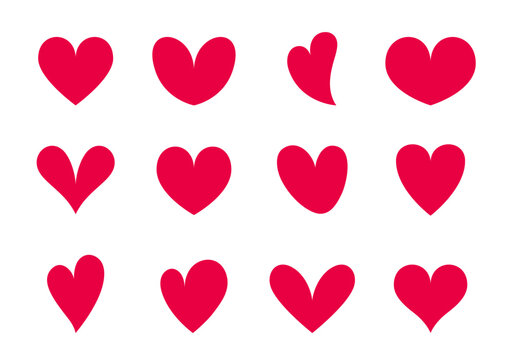 Heart icons set. Red heart vector symbols collection