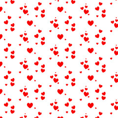 Valentine Day seamless pattern with small red hearts. Love vector wallpaper