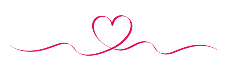Tapeten Calligraphic heart shape banner. Line art ribbon. Valentine's Day border on isolated background. © Auguste Lange