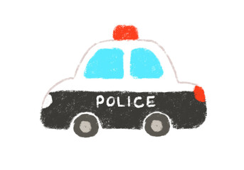 パトカーのイラスト　クレヨンタッチ © みちゃまる