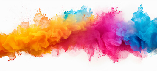 Fototapeta na wymiar splashing colorful powder on frame on white background