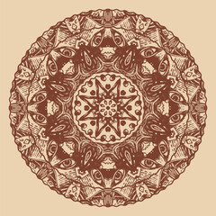Graphic mandala created from sketch elements. Version No. 5. Vector illustration