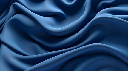 Obraz premium Abstract blue black background. Blue silk satin texture background. Beautiful soft wavy folds on shiny fabric. Dark elegant background for your design. 
