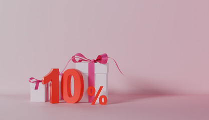 10 Percentage Discount with White Box on Pastel Color Background