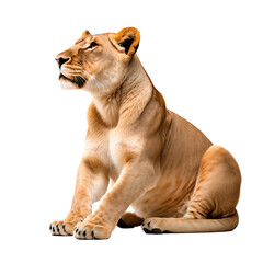 Obraz premium Lioness panthera leo isolated on white, transparent background