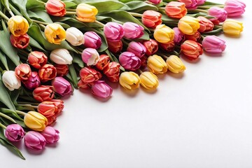 bouquet of colorful tulips on white