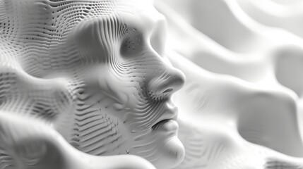 Close-Up of Sculpture Capturing the Human Face in Detail