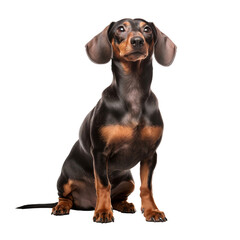 Portrait of a dachshund dog sitting isolated on transparent background