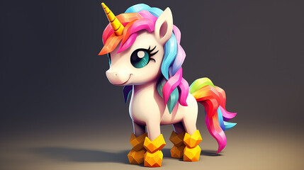beautiful cute colorful unicorn, cartoon animation design