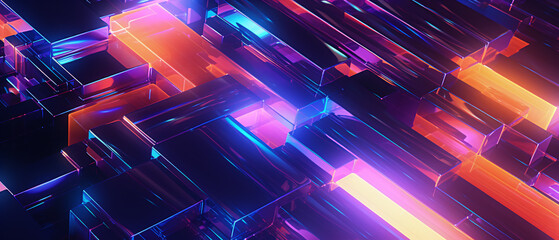Abstract neon cube background, technology concept.