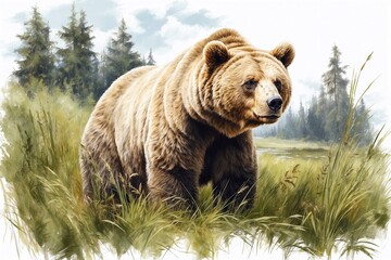 brown bear oil painting, perfect for cards, greetings