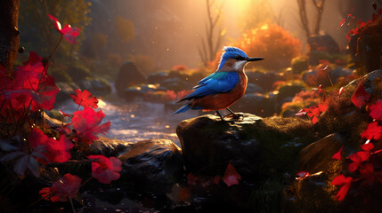 Fototapeta na wymiar a cute fantasy inspired kingfisher artwork