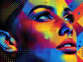 Poster Pop art collage comic surreal female character, expressive fashion person art illustration, emotional trendy graphic © Roman