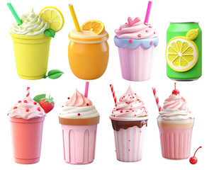 set of sweet drinks
