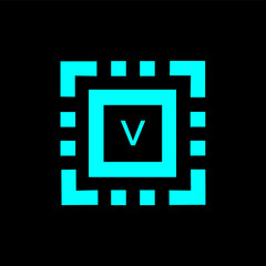 V Letter logo design template vector. V Business abstract connection vector logo. V icon circle logotype.
