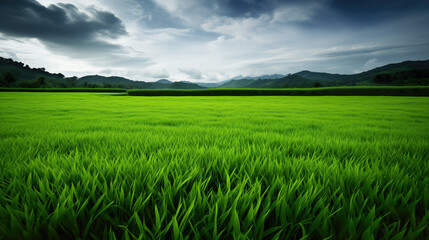 Fototapeta premium big grass field in the mountains, wallpaper artwork